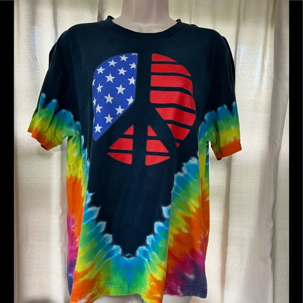 Kids Flux Tie Dye Peace Sign Short Sleeve Shirt